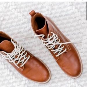 JENNI KAYNE- COGNAC LEATHER HIKING BOOTS